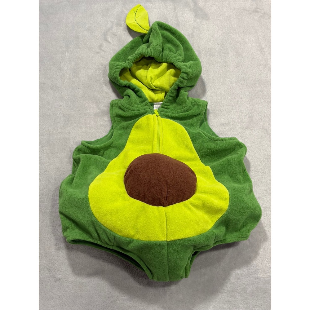 Carters Baby Halloween Avocado Costume 3-6m Green Fleece Hooded Padded Zip Up
